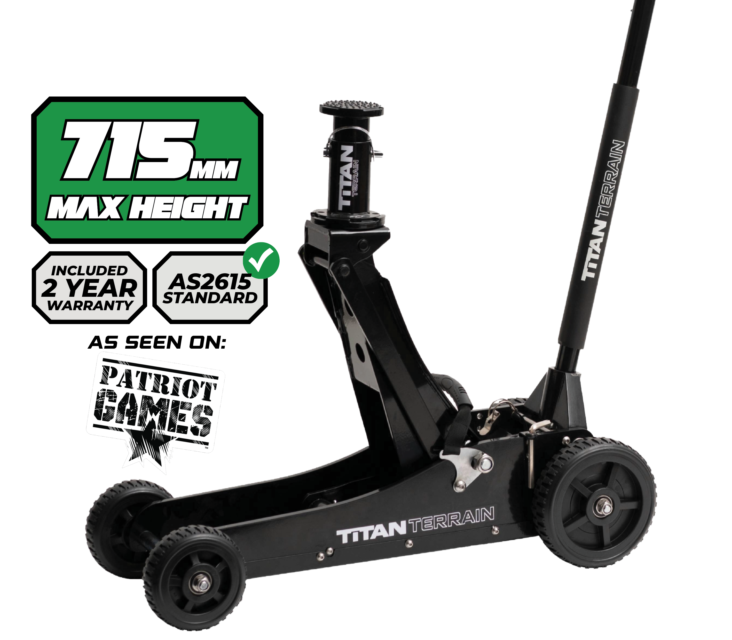 3 TONNE RUGGED FLOOR JACK - HI LIFT HYDRAULIC TROLLEY JACK - BLACK