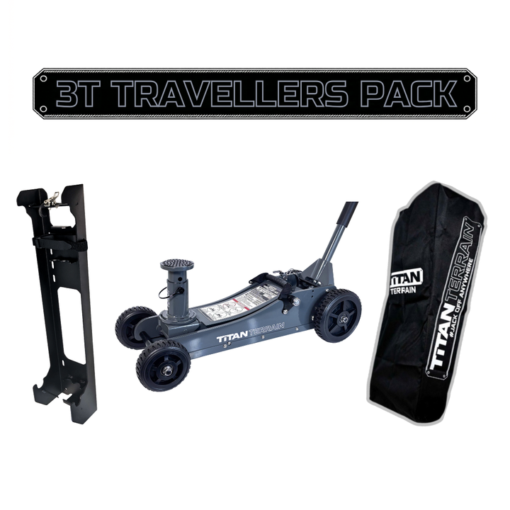 TITAN TERRAIN 3T Travellers Jack Pack - Includes 3000KG Jack, Bracket & Cover Bag