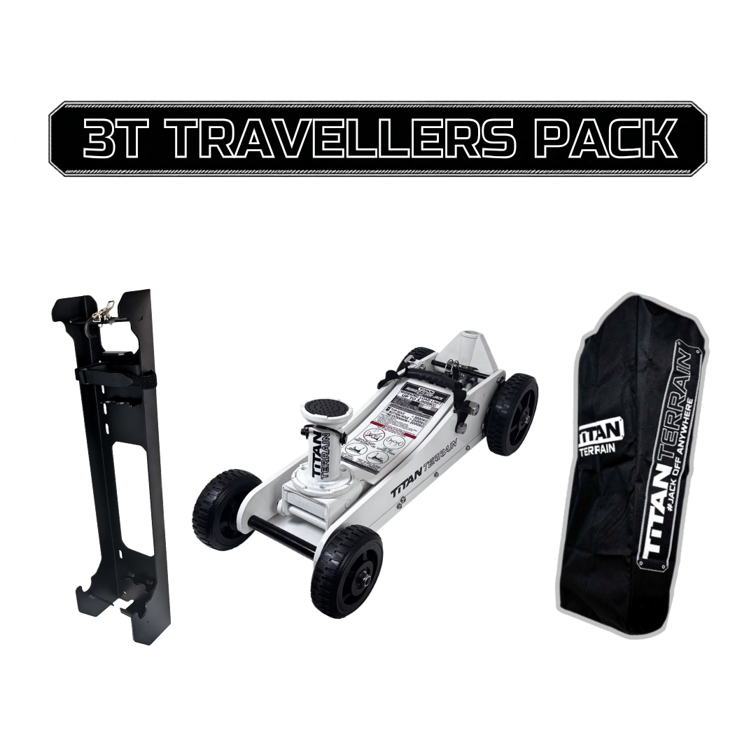 TITAN TERRAIN 3T Travellers Jack Pack - Includes 3000KG Jack, Bracket & Cover Bag