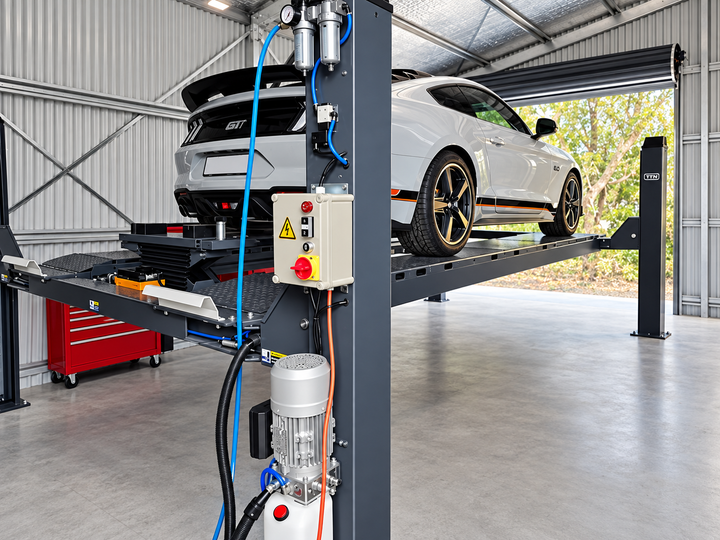 5.5 TONNE 4-POST CAR HOIST ELECTRIC LOCK RELEASE