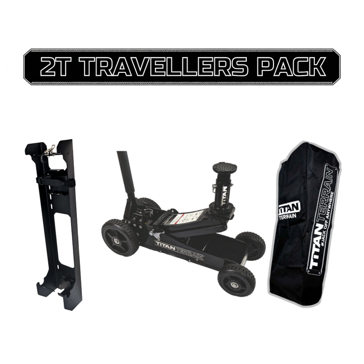 TITAN TERRAIN 2T Travellers Jack Pack Includes 2000KG Jack, Bracket & Cover Bag