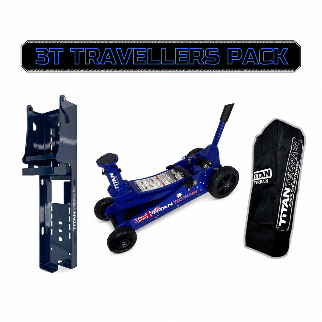 TITAN TERRAIN 3T Travellers Jack Pack - Includes 3000KG Jack, Bracket & Cover Bag