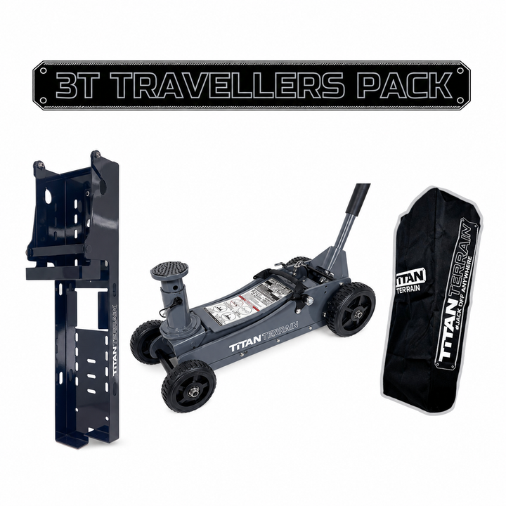TITAN TERRAIN 3T Travellers Jack Pack - Includes 3000KG Jack, Bracket & Cover Bag