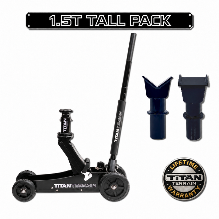 Titan Terrain 1.5T Extra Height Jack Pack - Includes 1500KG Jack, Extension Upgrades &amp; Lifetime Warranty