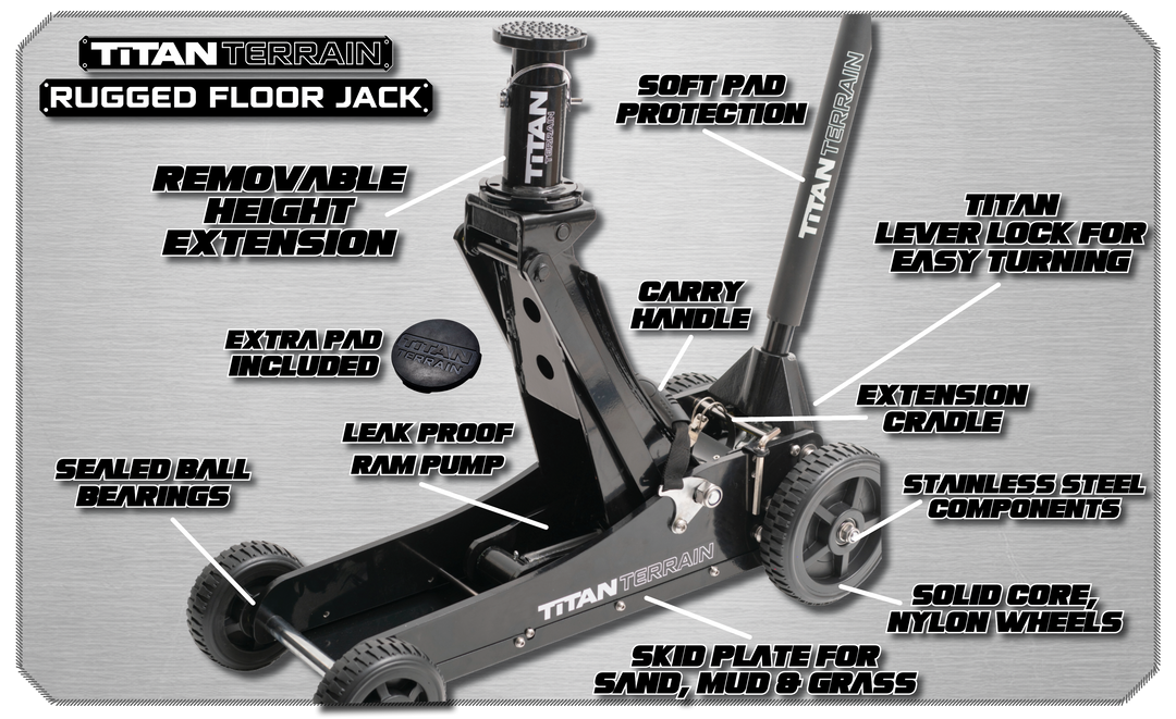 Titan Terrain 3T Ultimate Jack Pack - Includes 3000KG Jack, 2x Jack Stand Pairs, Bracket, Coverbag, Extension Upgrades & Cover Bag