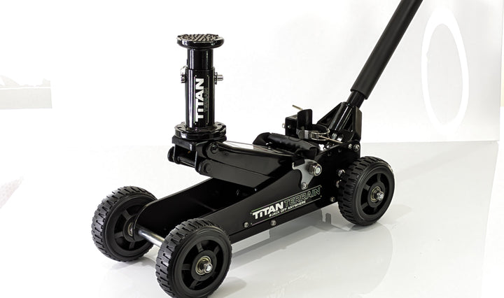 Angle view of titan terrain rugged floor jack