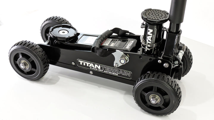 Side shot of Titan Terrain rugged floor jack
