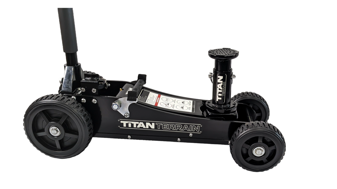 Side profile of titan terrain rugged floor jack