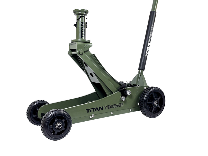 Titan Terrain 3 tonne rugged floor jack in army green