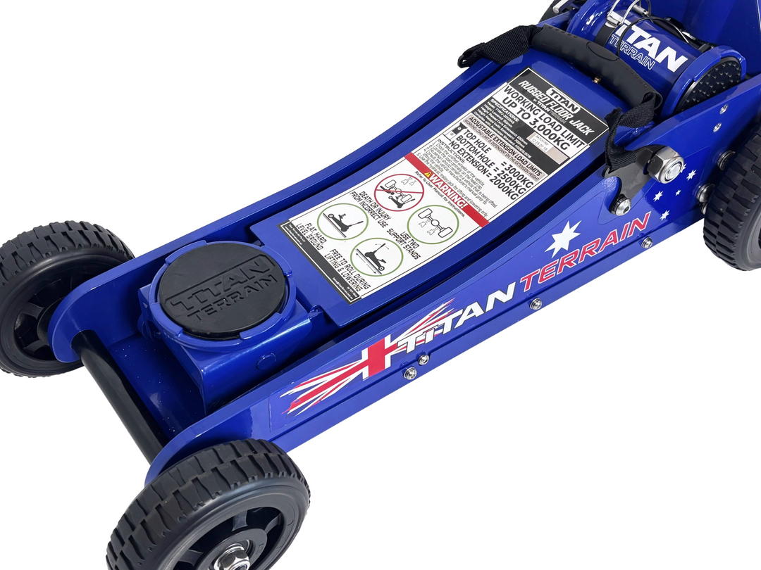 Titan Terrain 3 tonne rugged floor jack Aussie flag edition