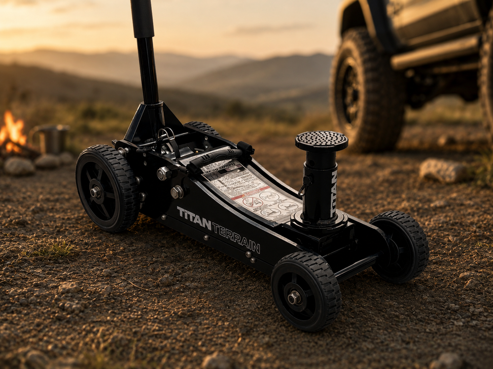 Titan Terrain 3 tonne rugged floor jack in black