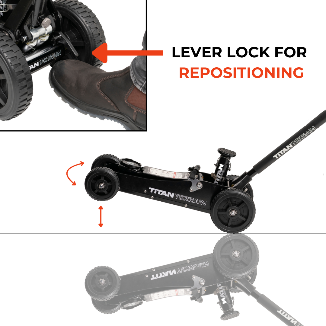 Titan Terrain 3 tonne rugged floor jack in black