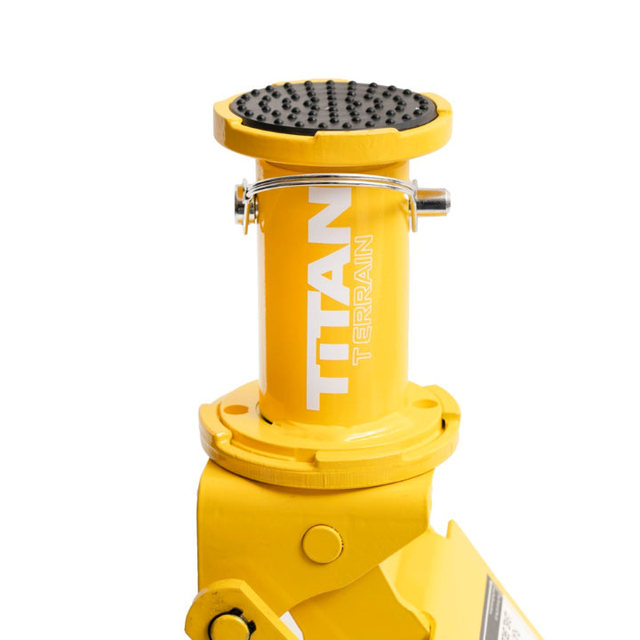 Titan Terrain 3 tonne rugged floor jack in hi-vis yellow
