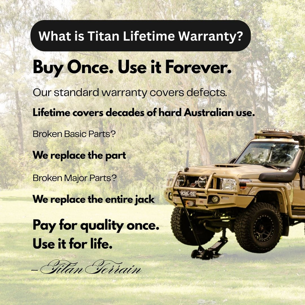 Titan Terrain rugged floor jack lifetime warranty upgrade