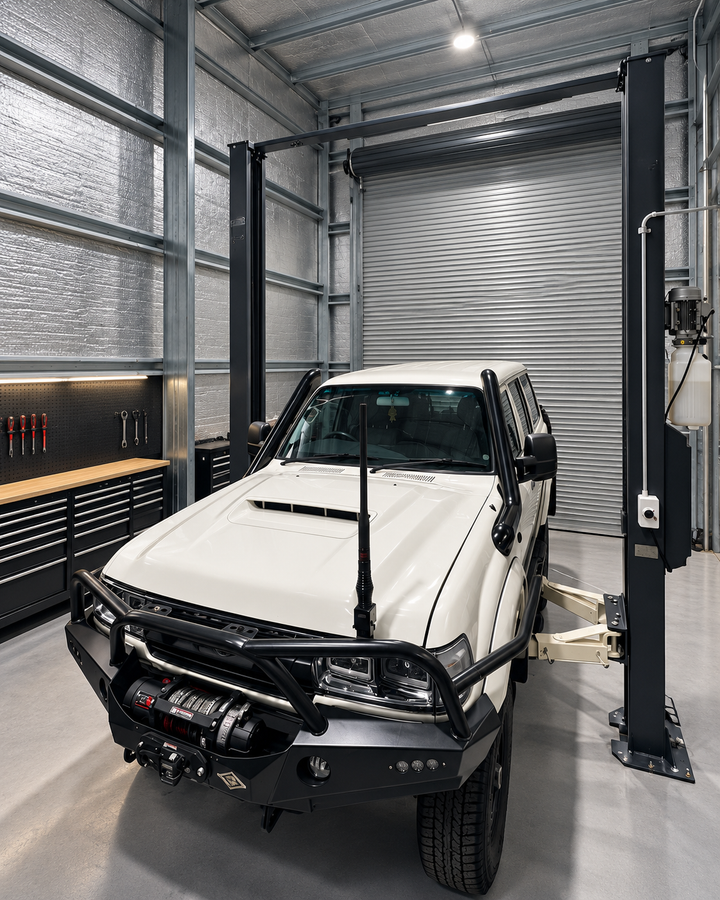 TTN Industrial 4.5 tonne 2-post car hoist with dual electric lock release